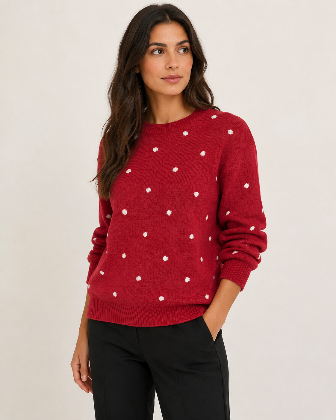Pull femme col rond à pois