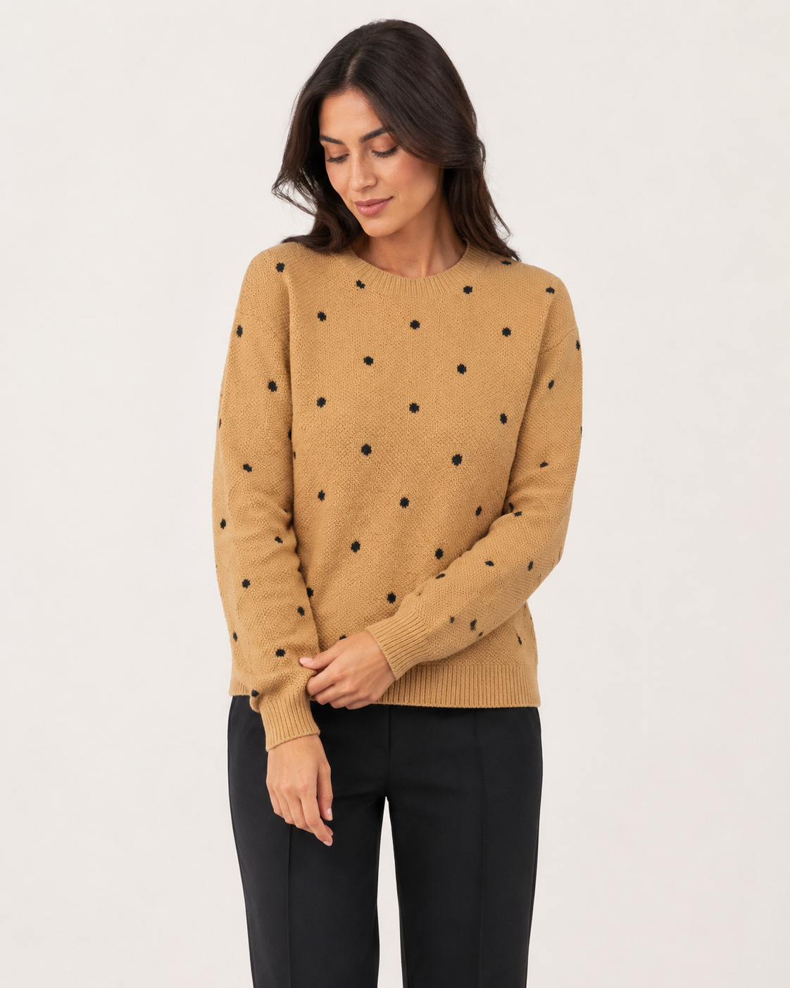 Pull femme col rond à pois