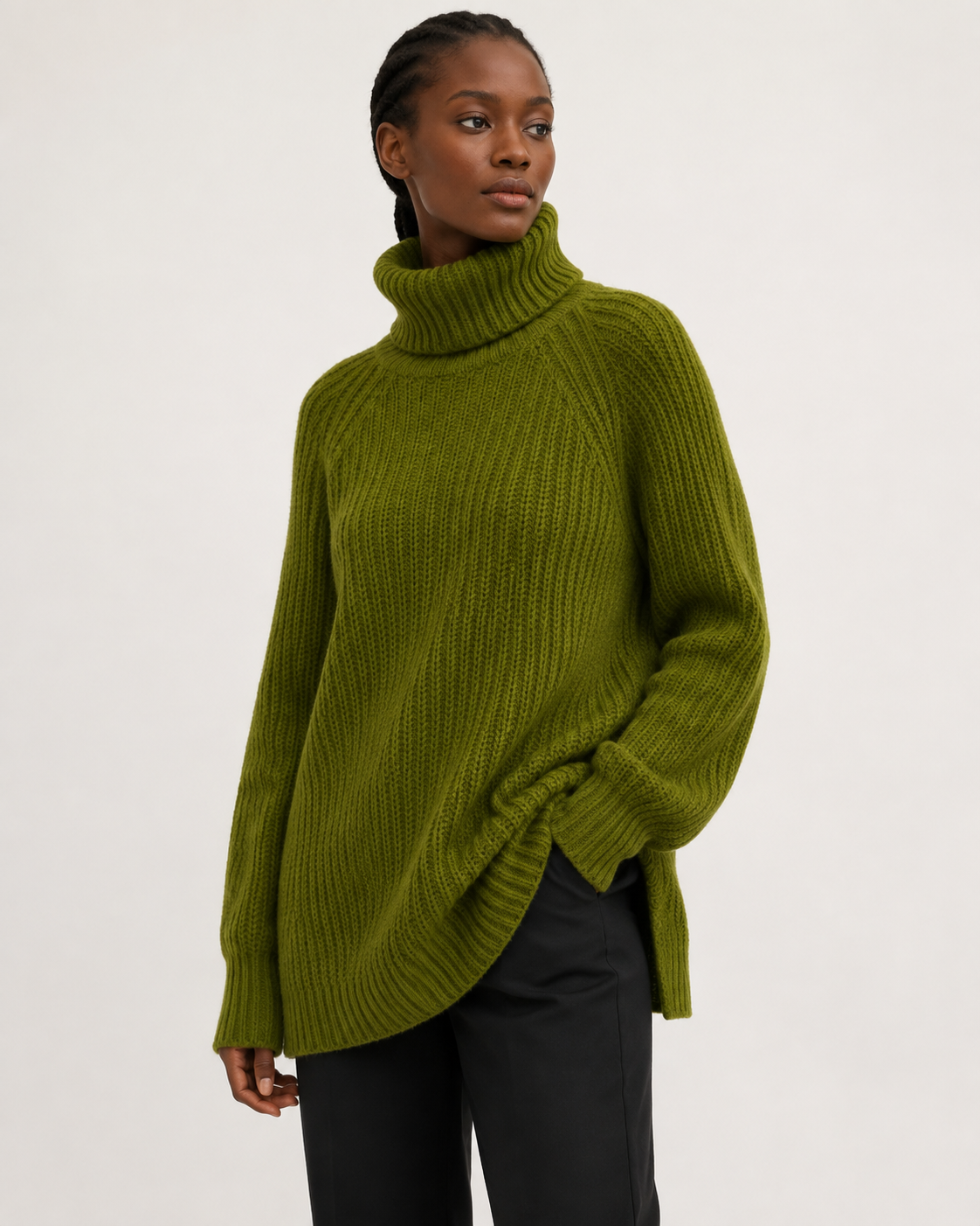 Pull femme col roulé oversize en maille épaisse