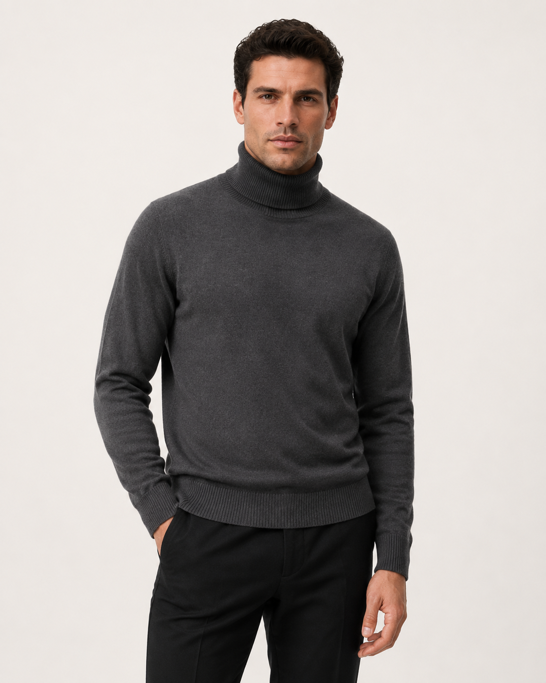 Pull homme col roulé en laine