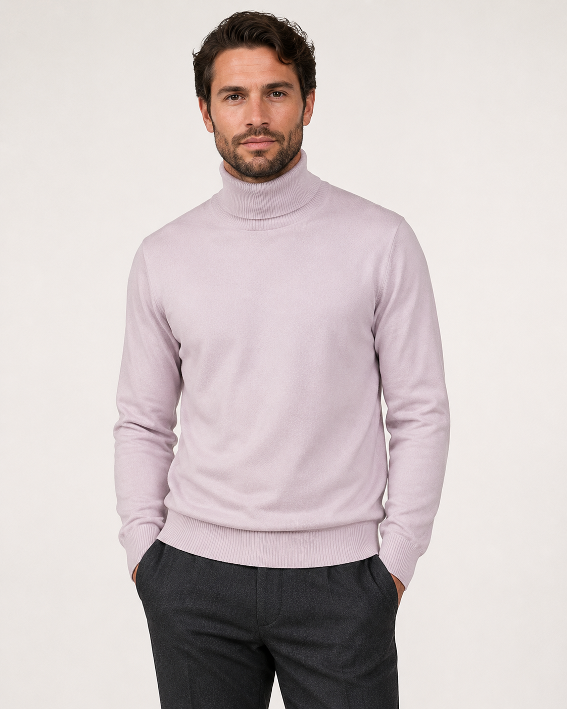 Pull homme col roulé en laine