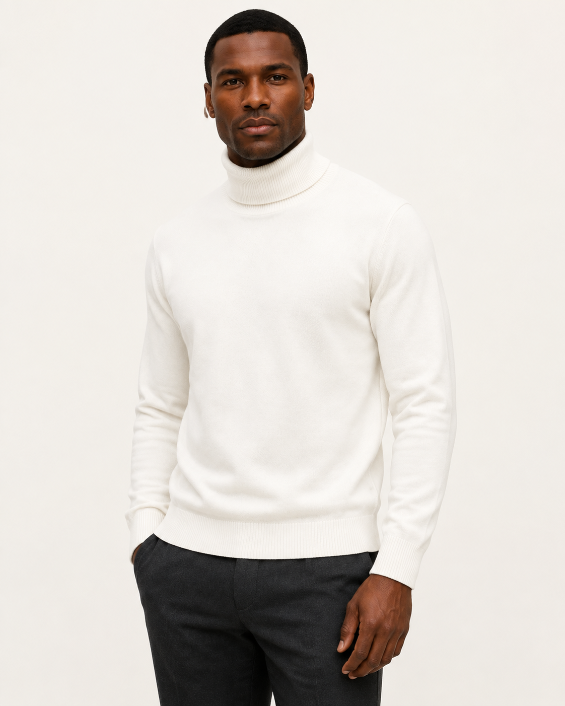 Pull homme col roulé en laine