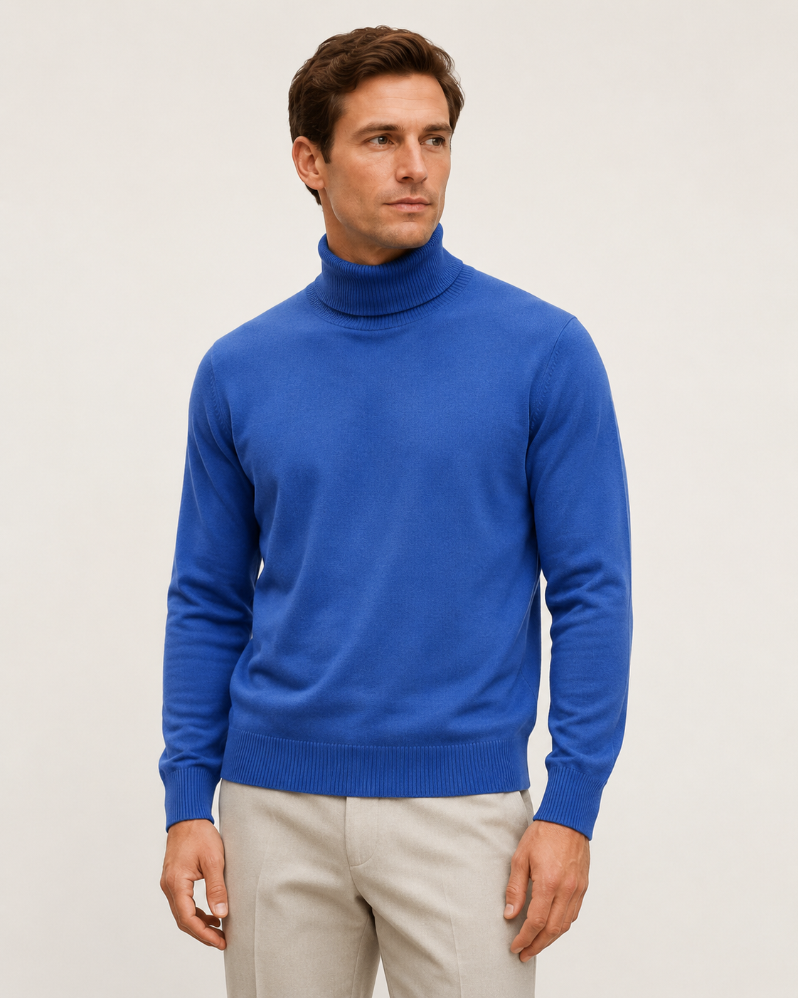 Pull homme col roulé en laine