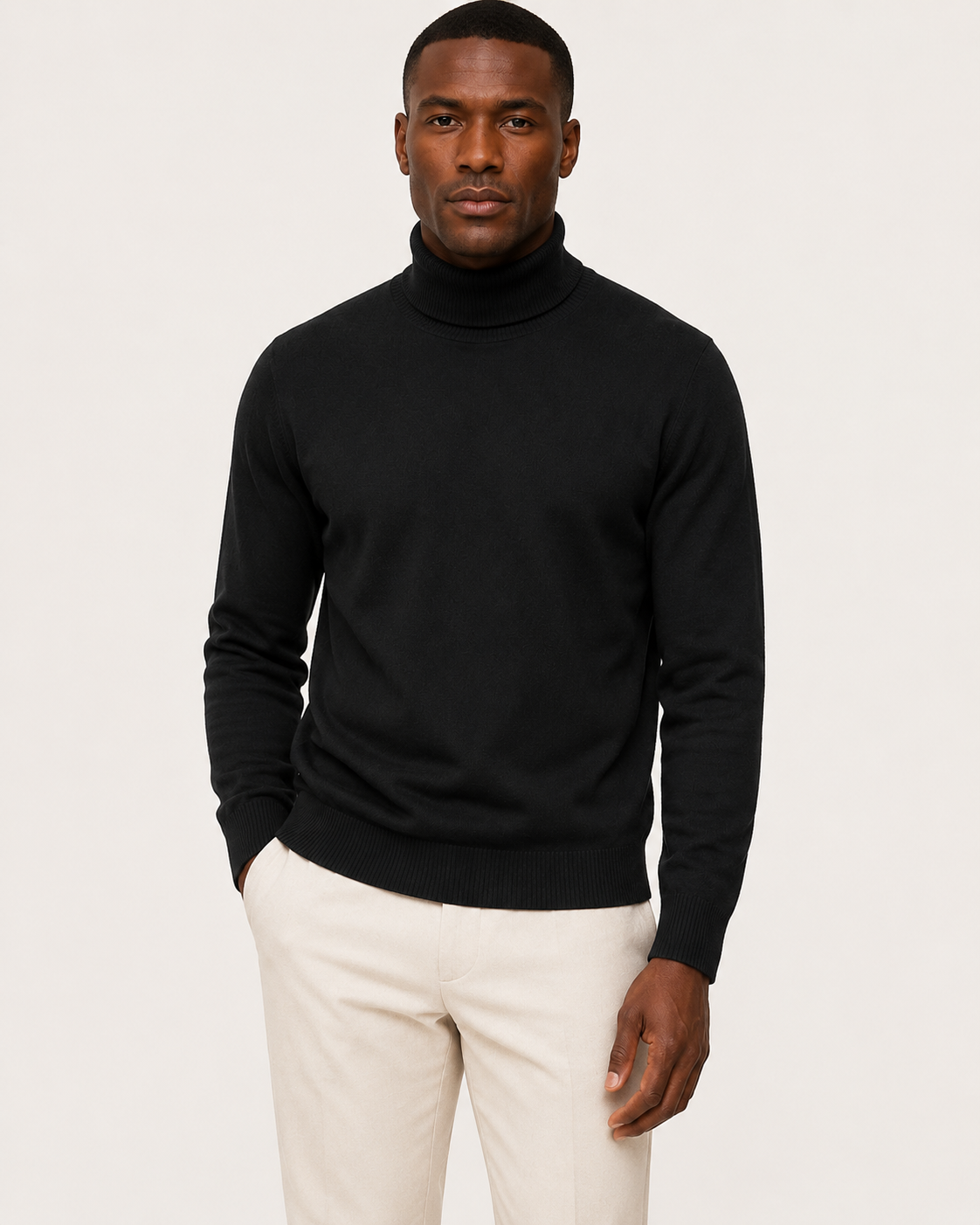 Pull homme col roulé en laine