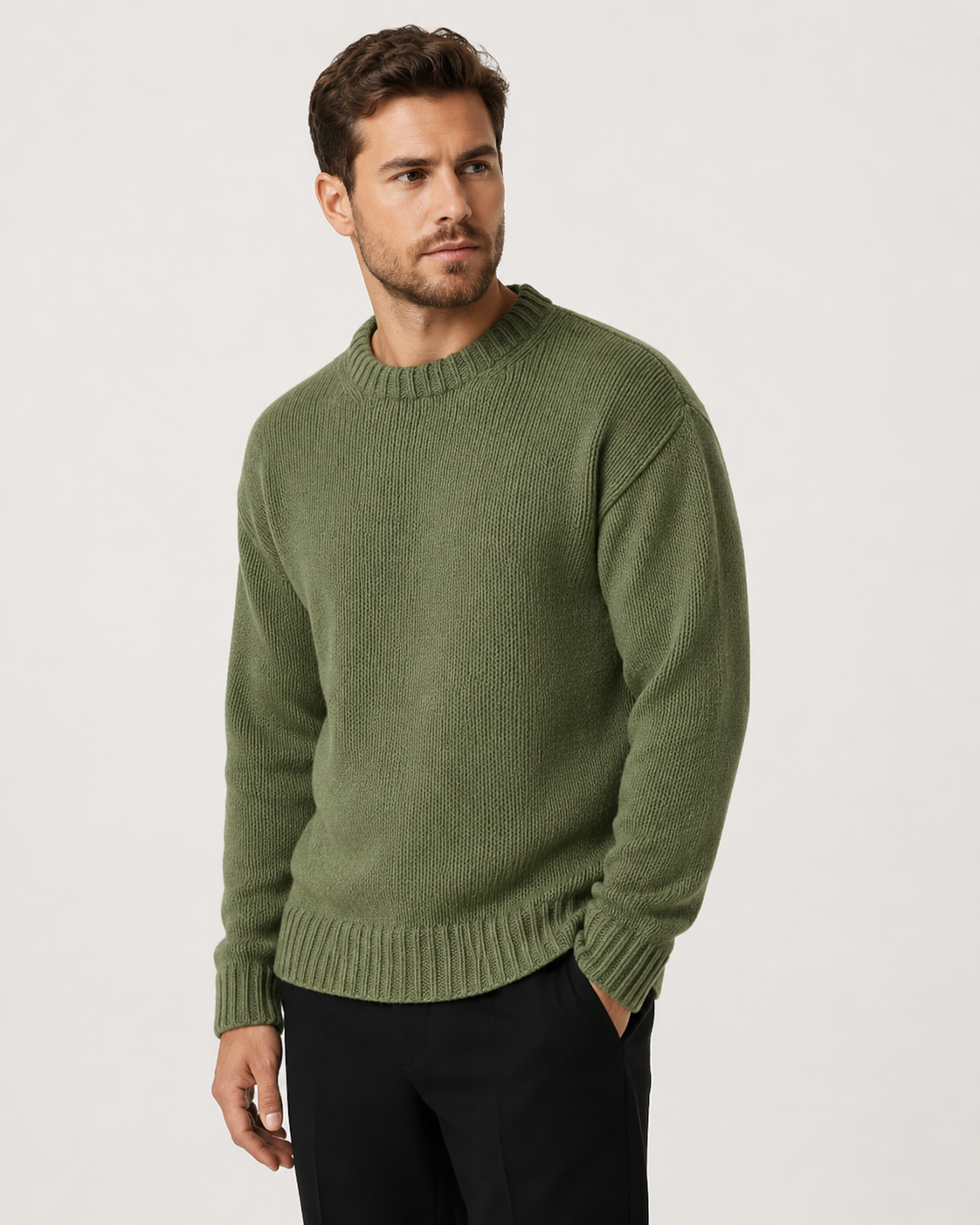 Pull homme col rond en laine