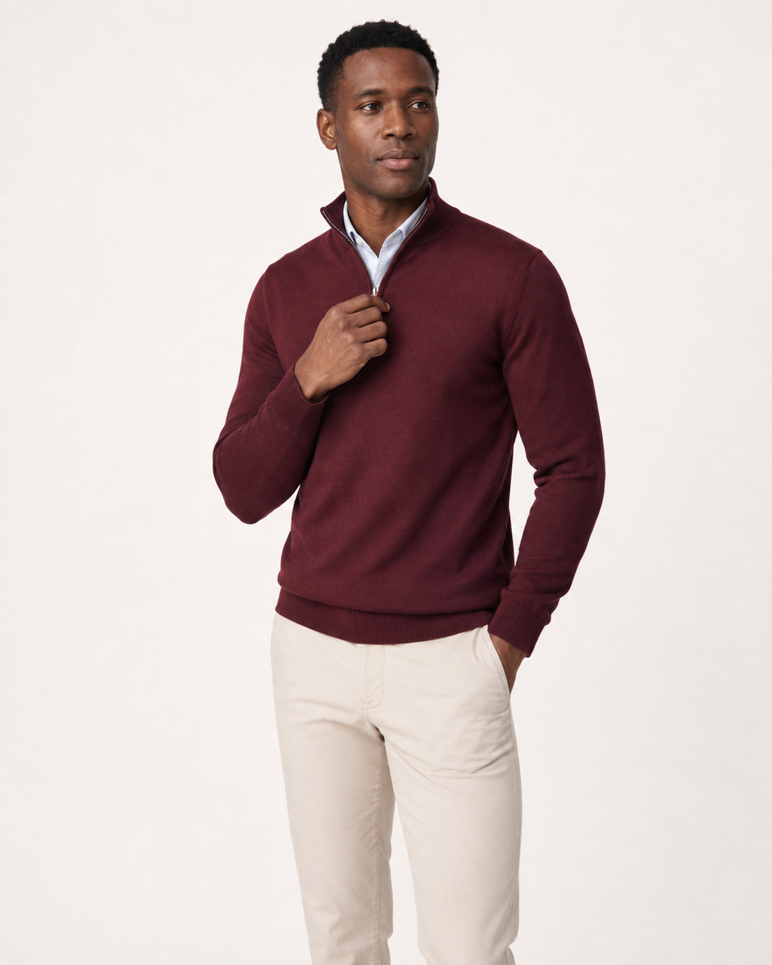 Pull homme col zippé en maille