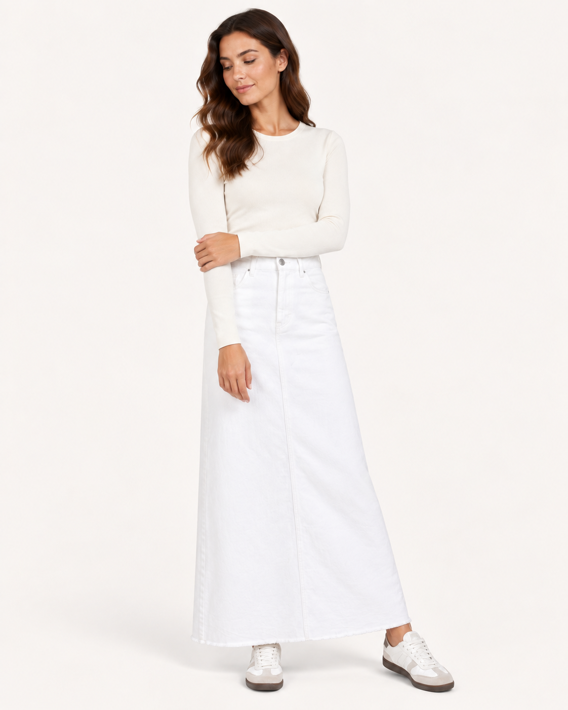 Jupe longue femme en jean, taille haute