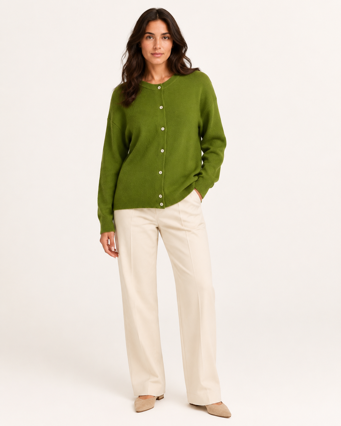 Cardigan femme col rond boutonné