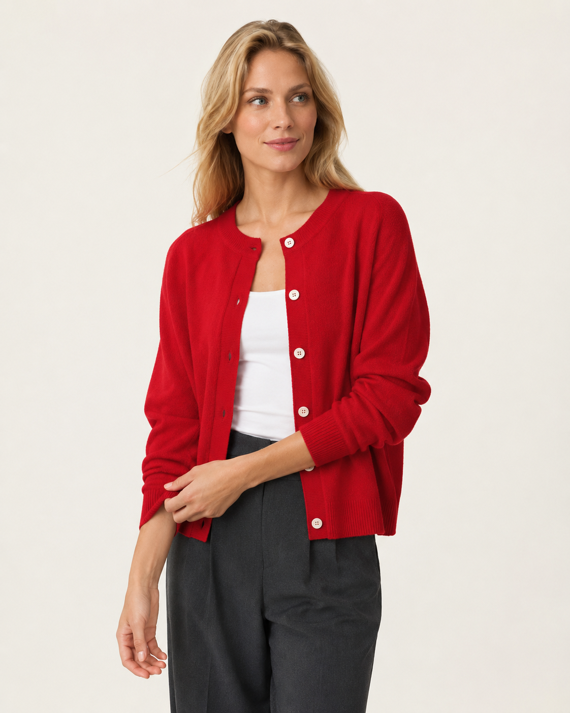 Cardigan femme col rond boutonné