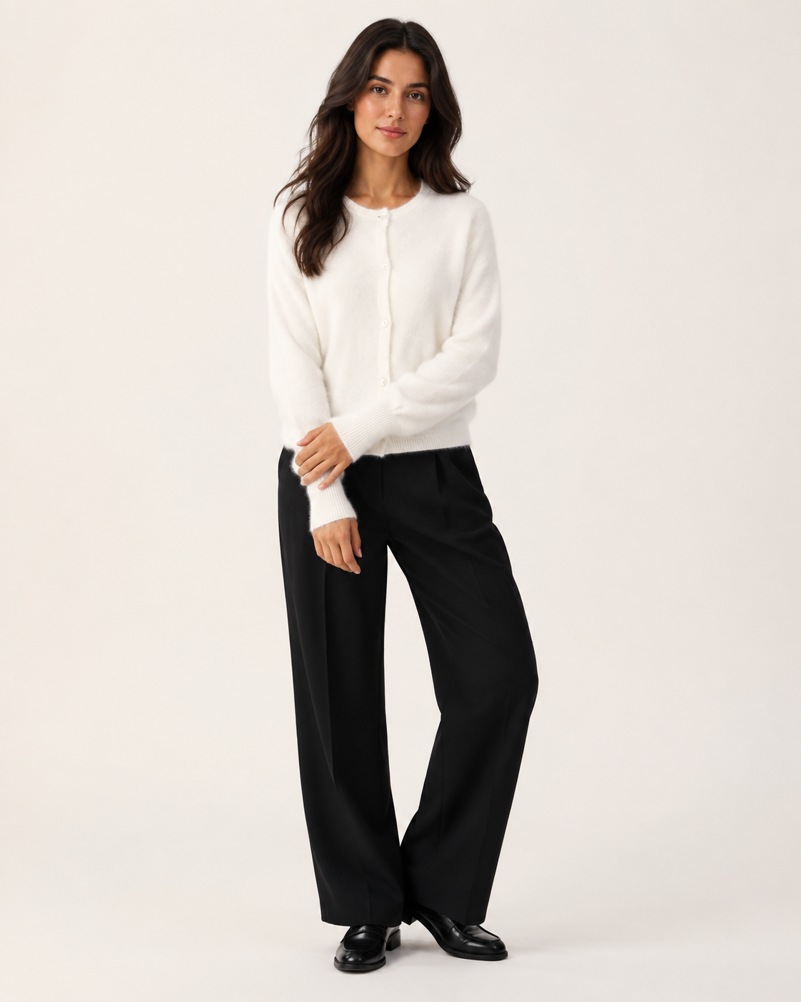 Cardigan femme col rond boutonné