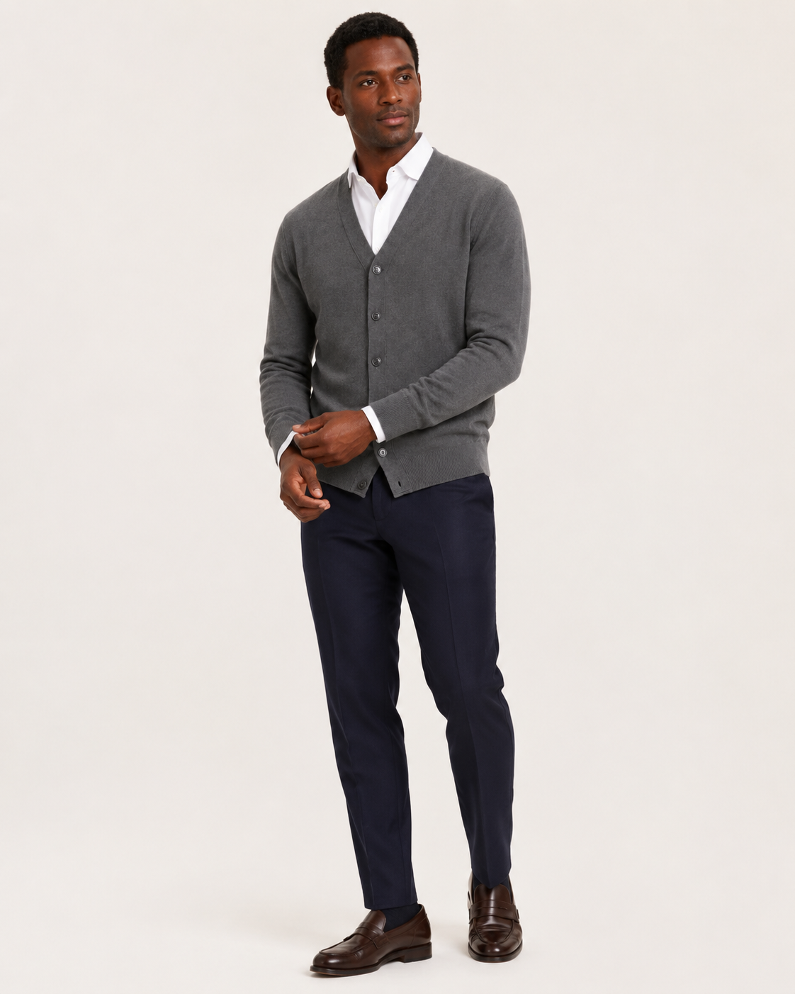 Cardigan homme col en V boutonné