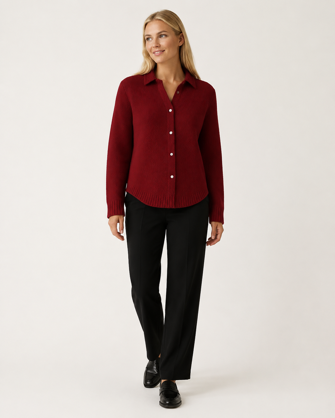 Chemise femme en maille à col chemise