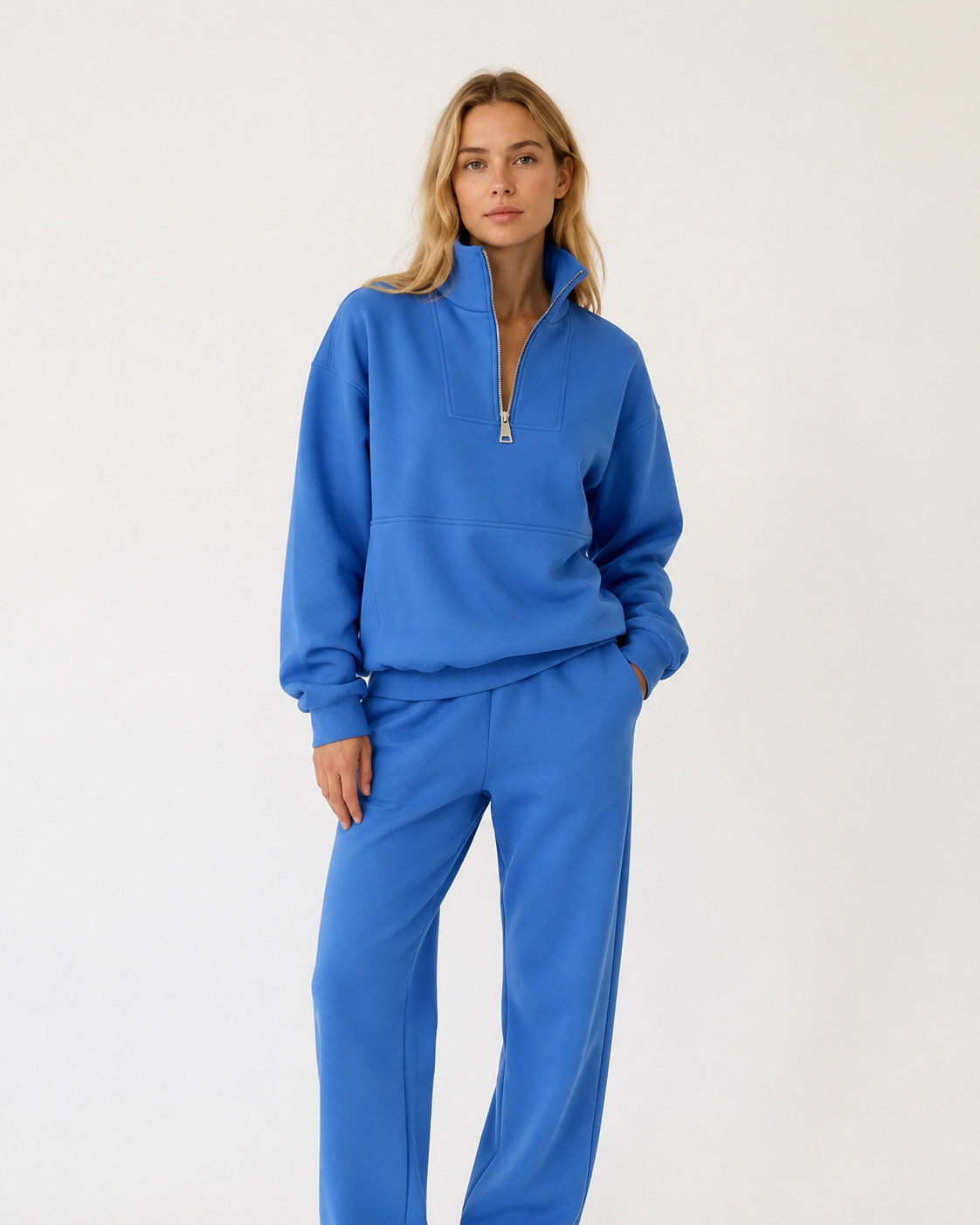 Ensemble jogging femme col zippé oversize