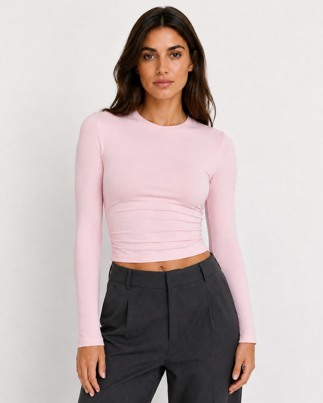Top femme slim fit noir à manches longues