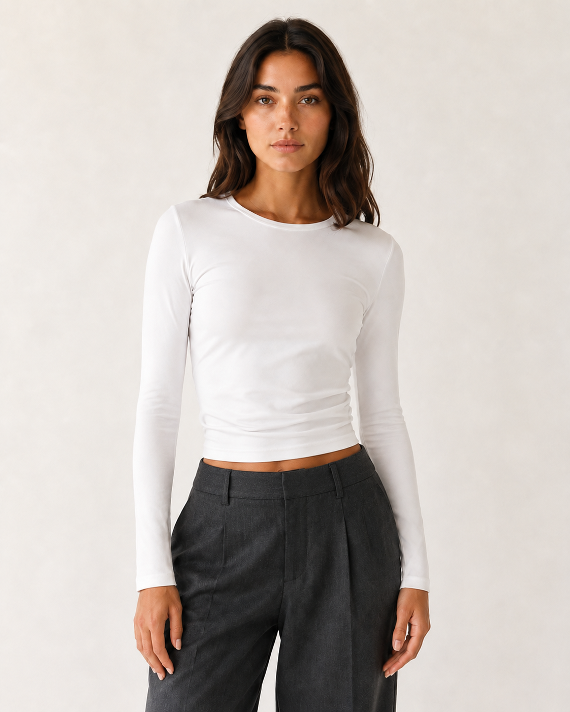 Top femme slim fit noir à manches longues