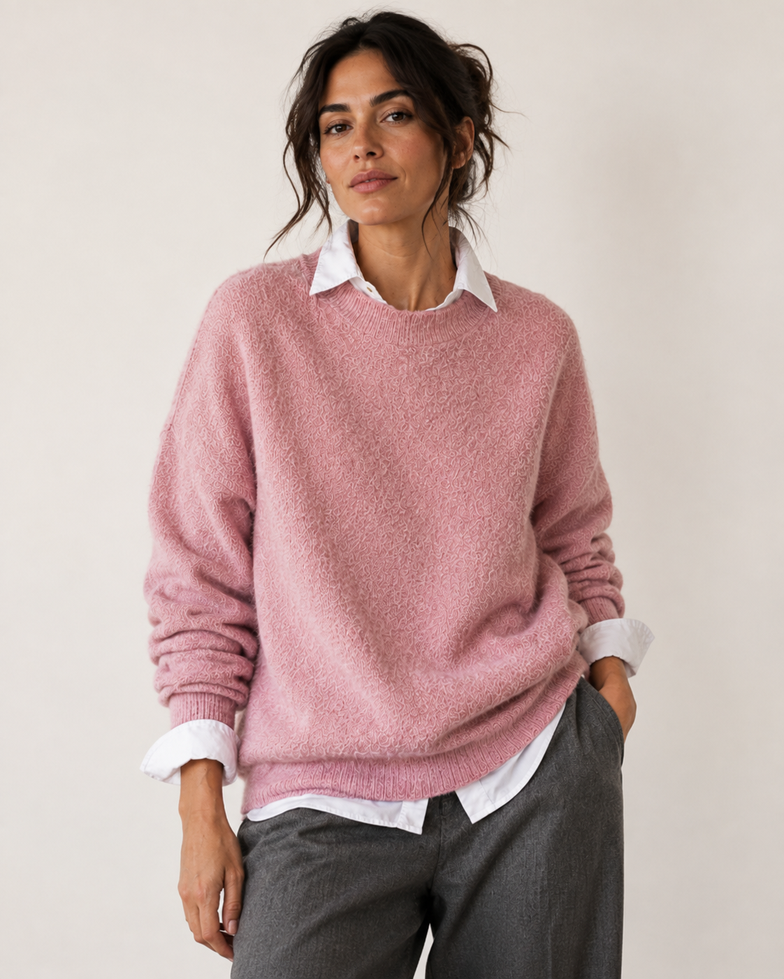 Pull femme col rond oversize