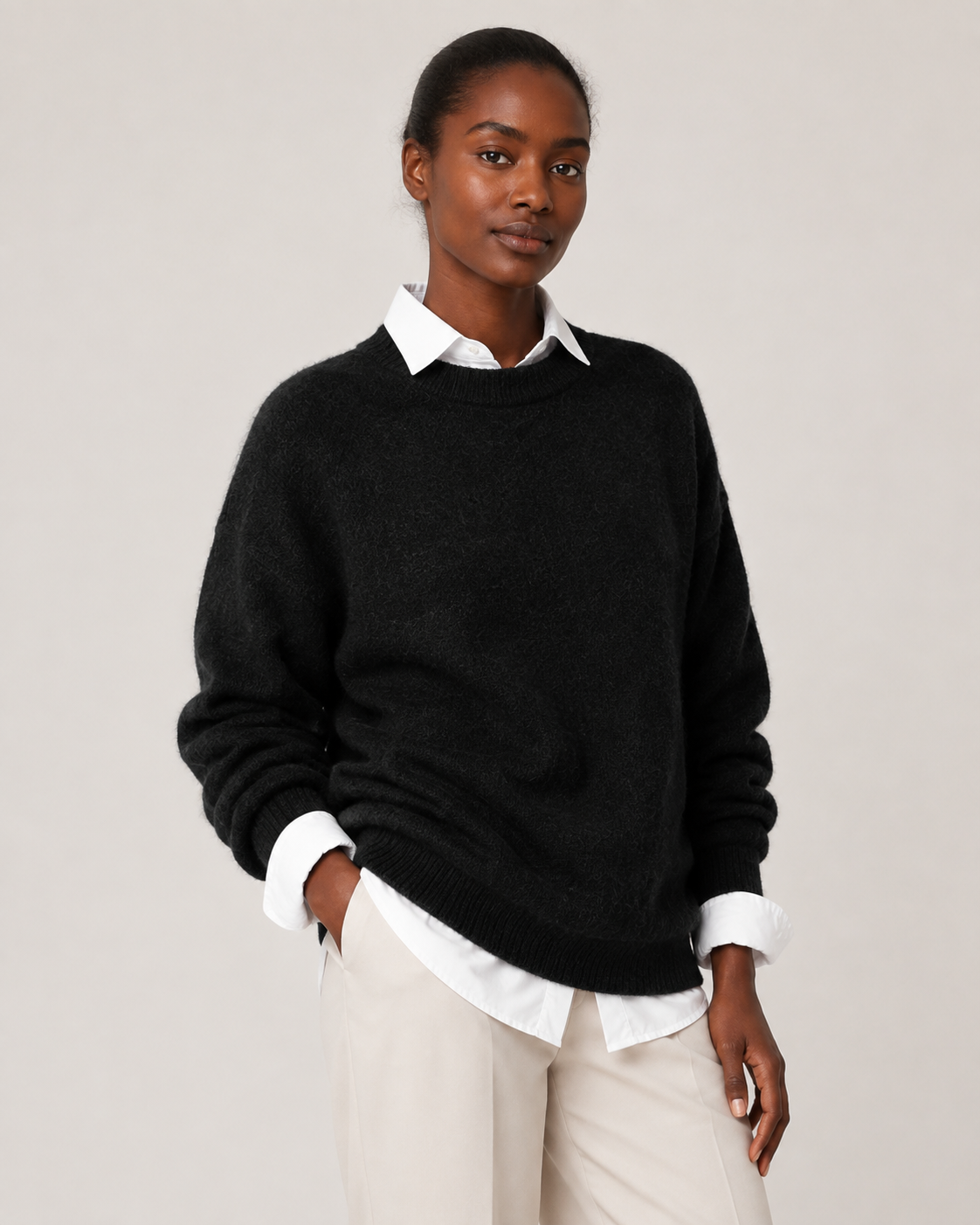 Pull femme col rond oversize