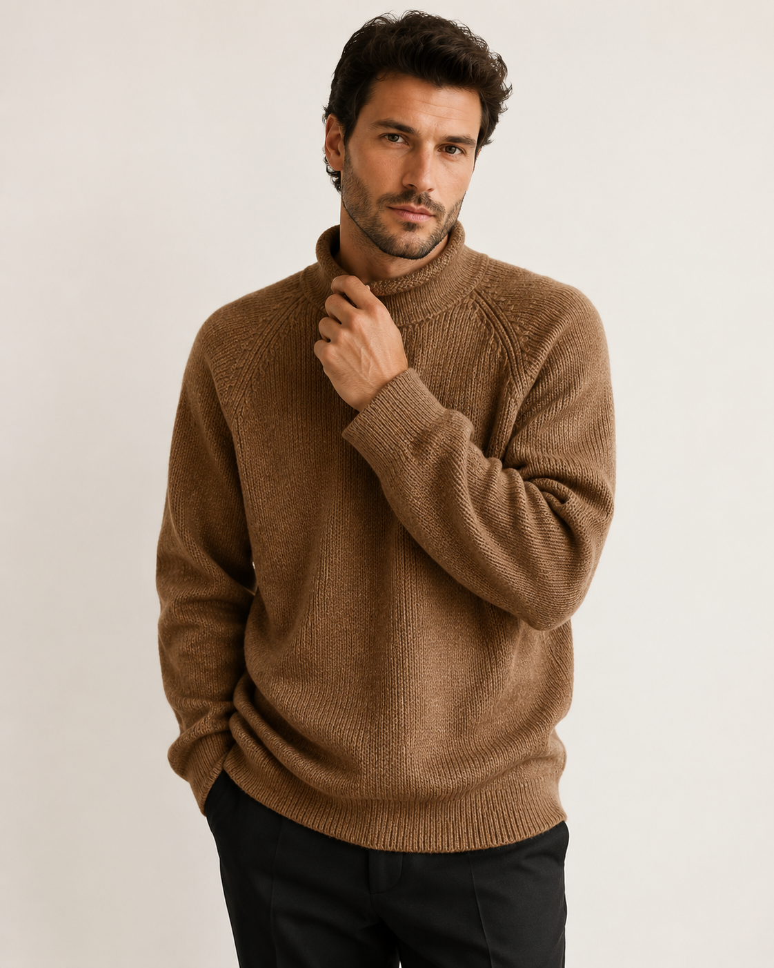 Pull homme col montant oversize