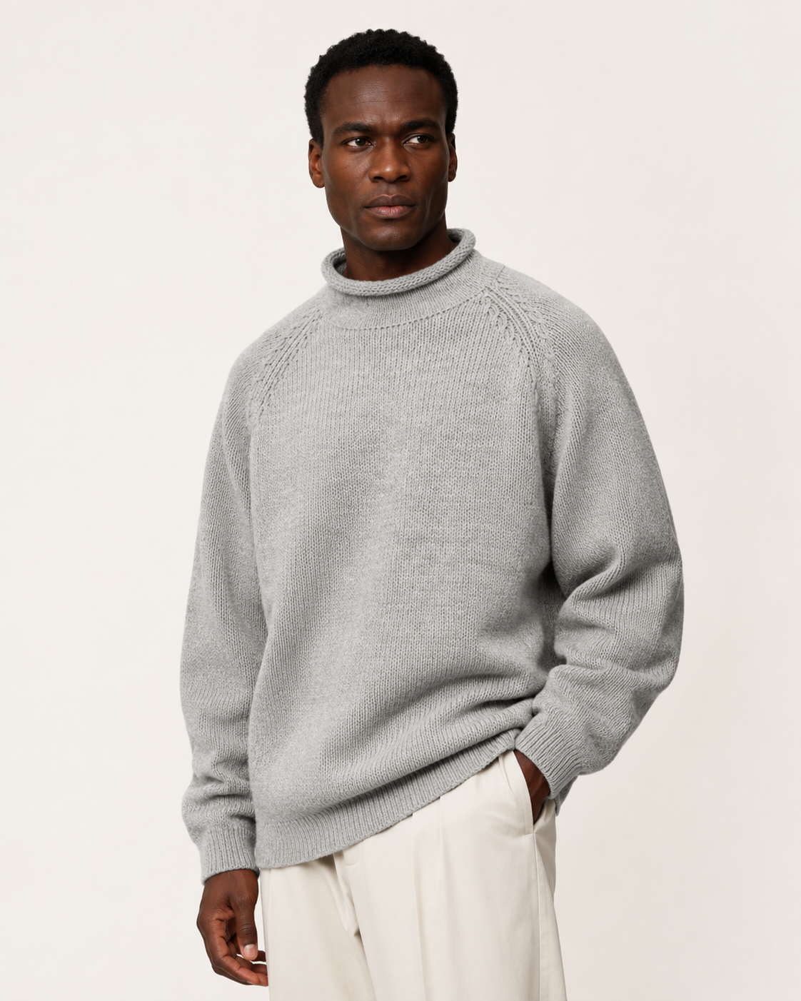 Pull homme col montant oversize