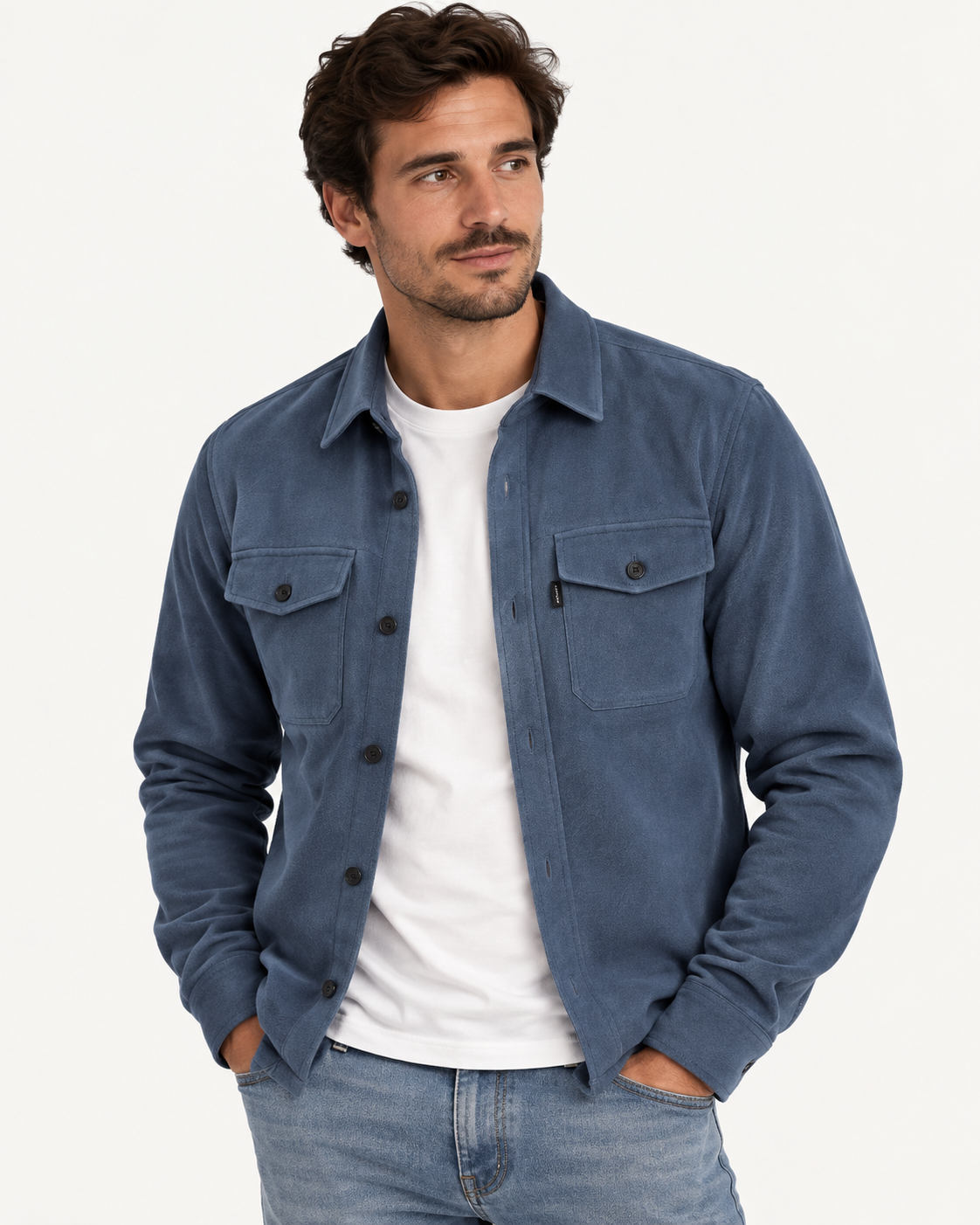 Chemise surchemise homme, boutonnée à poches poitrine