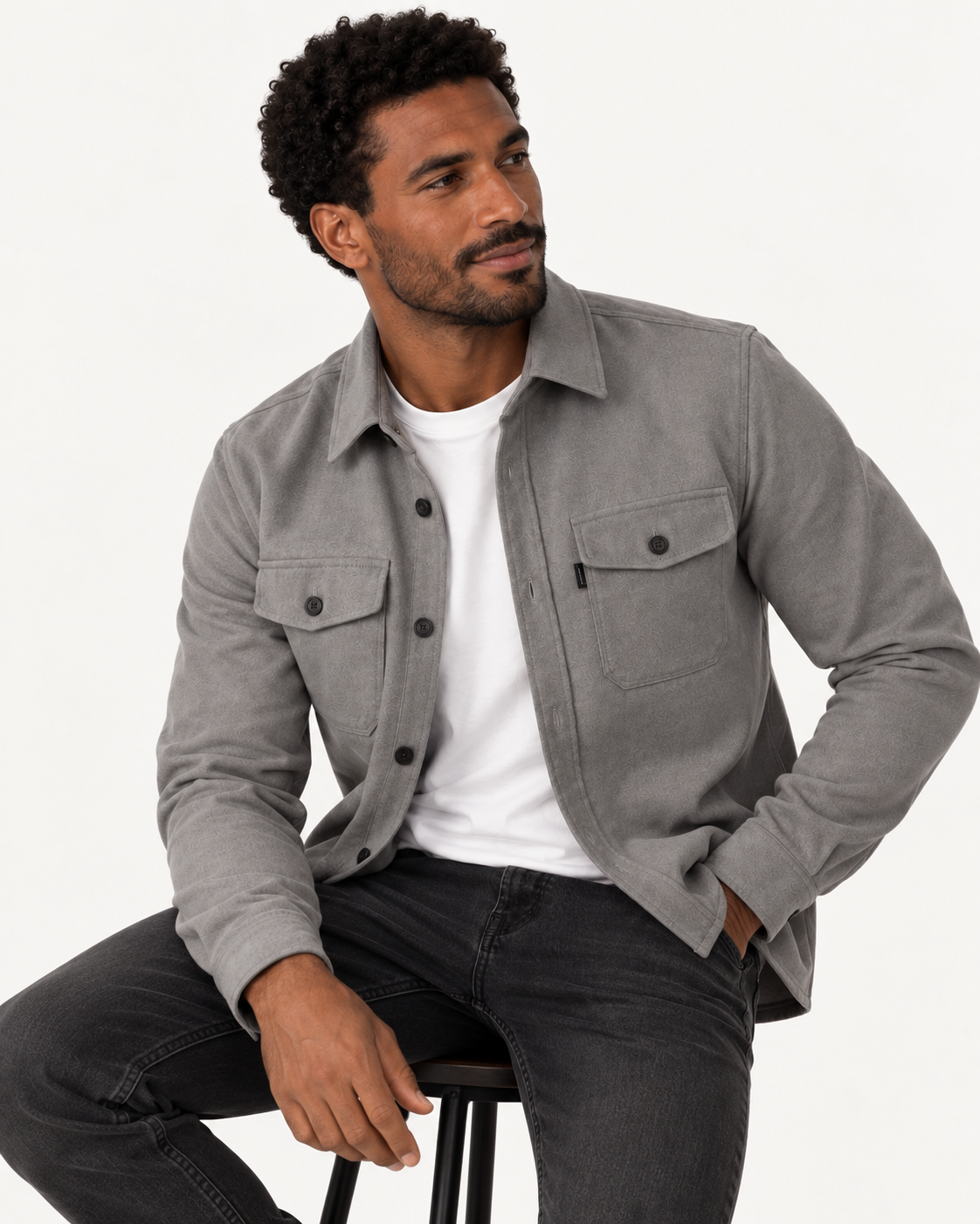 Chemise surchemise homme, boutonnée à poches poitrine