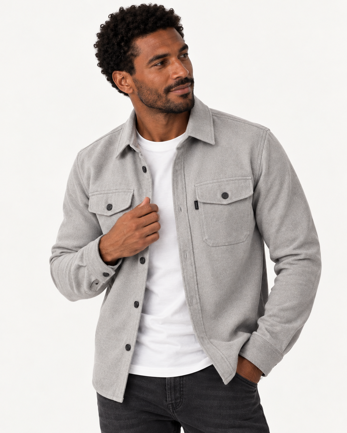 Chemise surchemise homme, boutonnée à poches poitrine