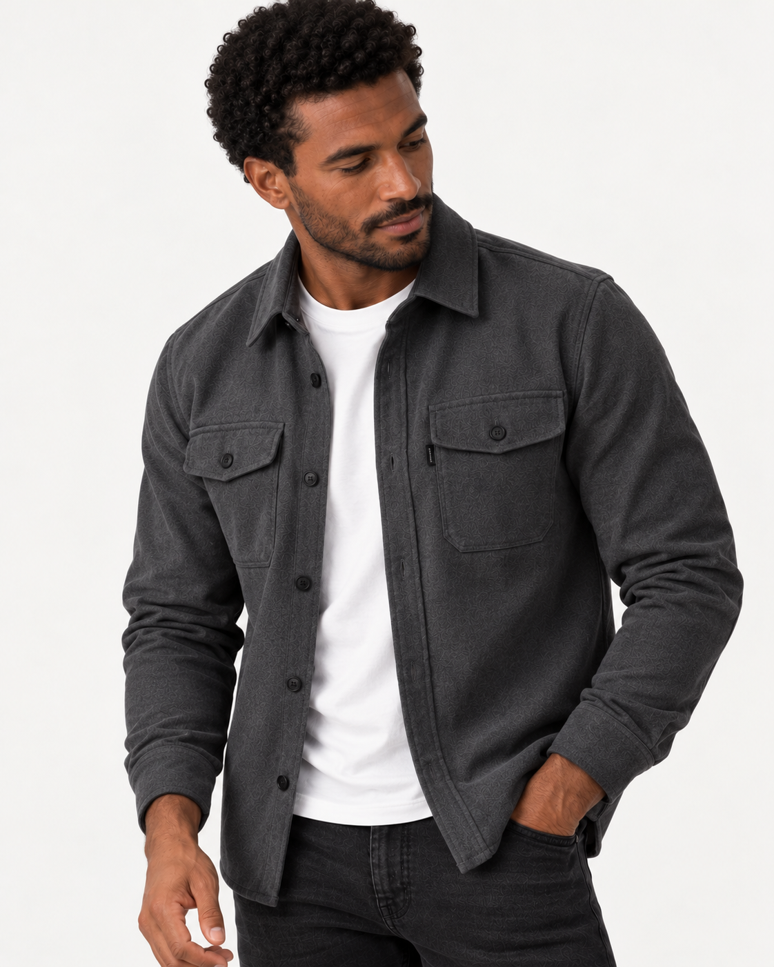 Chemise surchemise homme, boutonnée à poches poitrine
