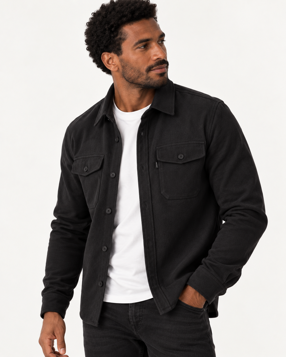 Chemise surchemise homme, boutonnée à poches poitrine