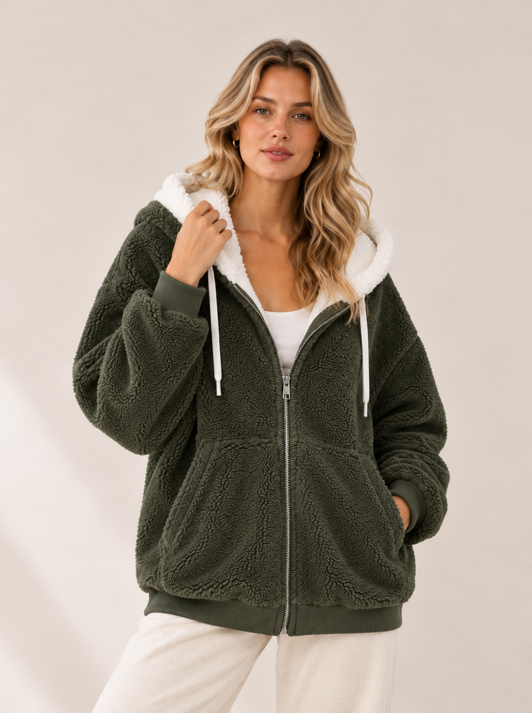 Veste polaire femme à capuche zippée