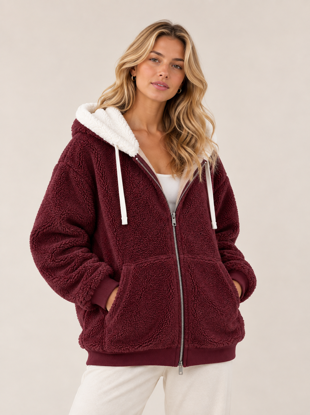Veste polaire femme à capuche zippée