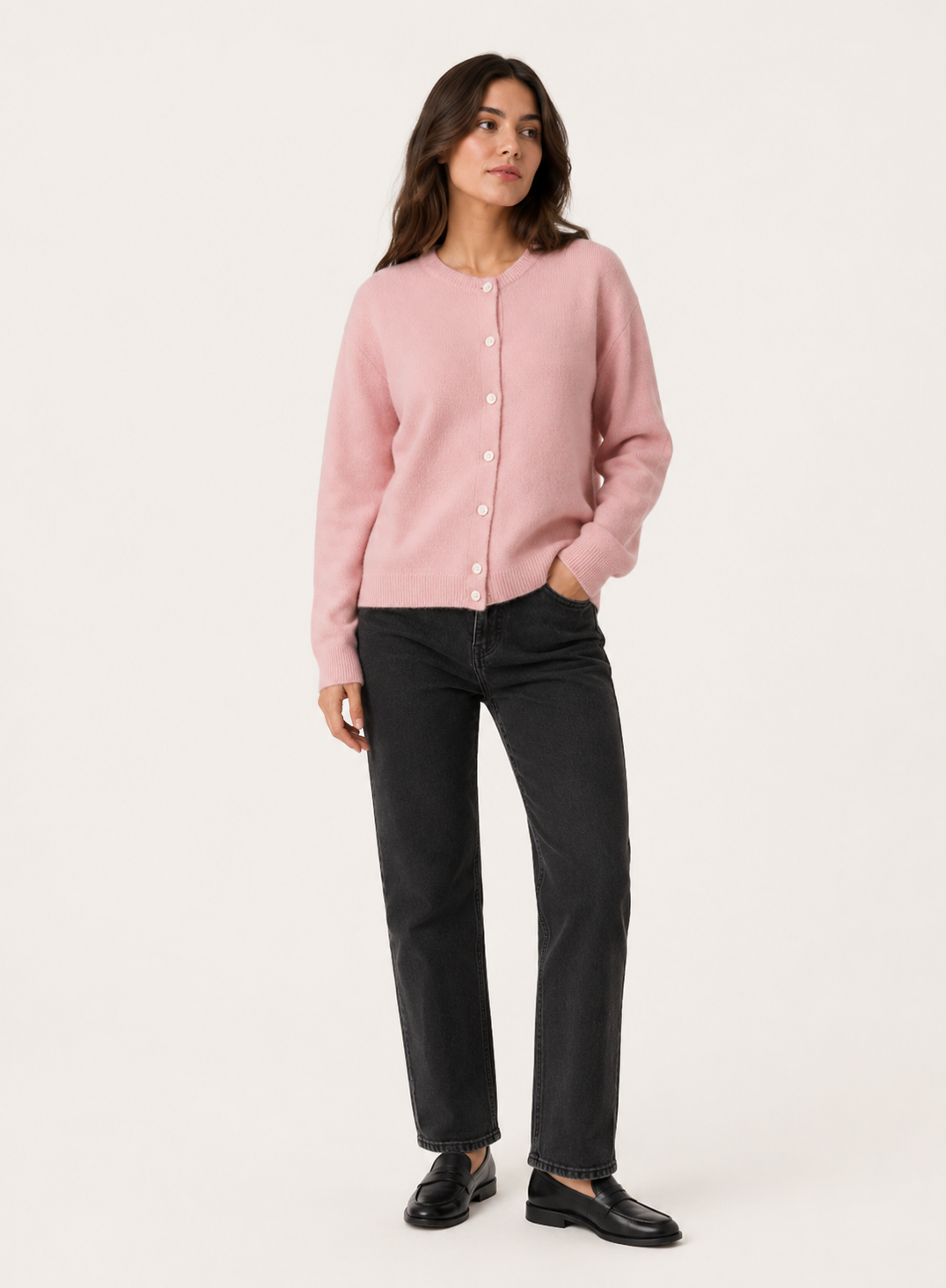Cardigan femme col rond boutonné