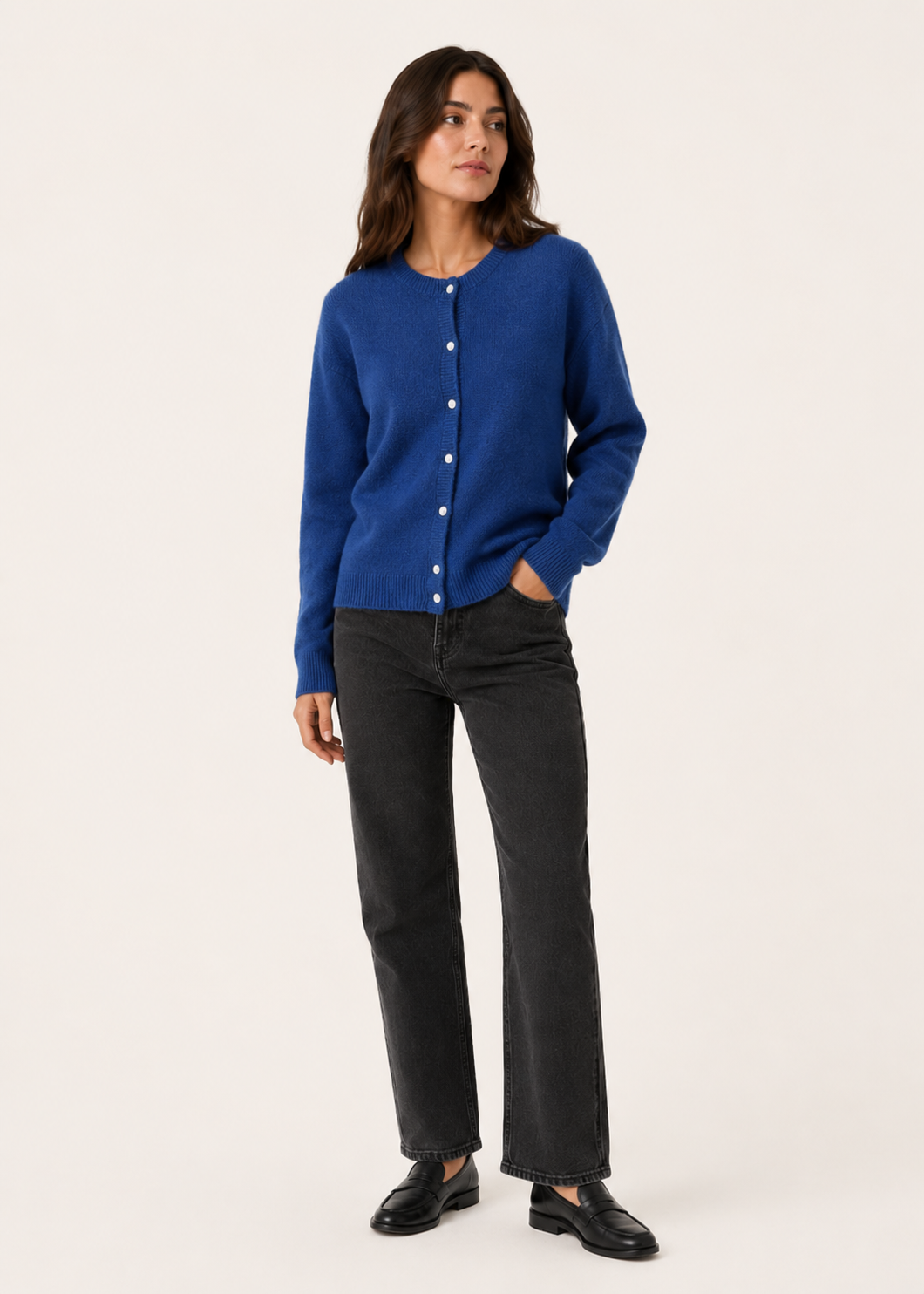 Cardigan femme col rond boutonné