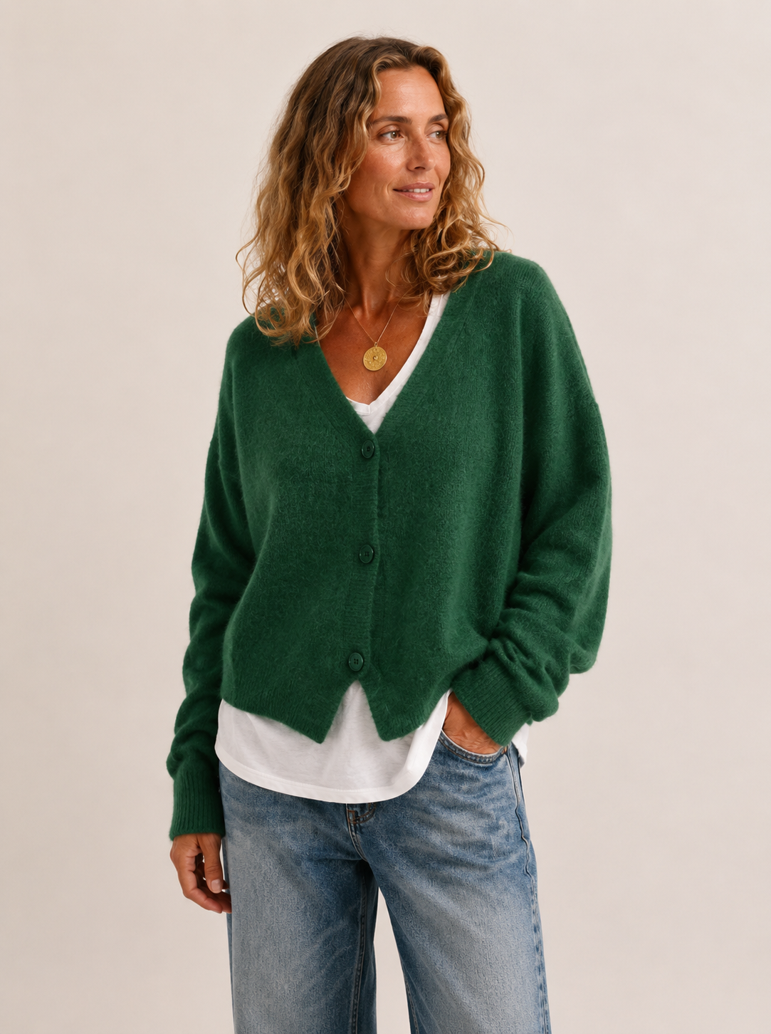 Cardigan femme col en V oversize
