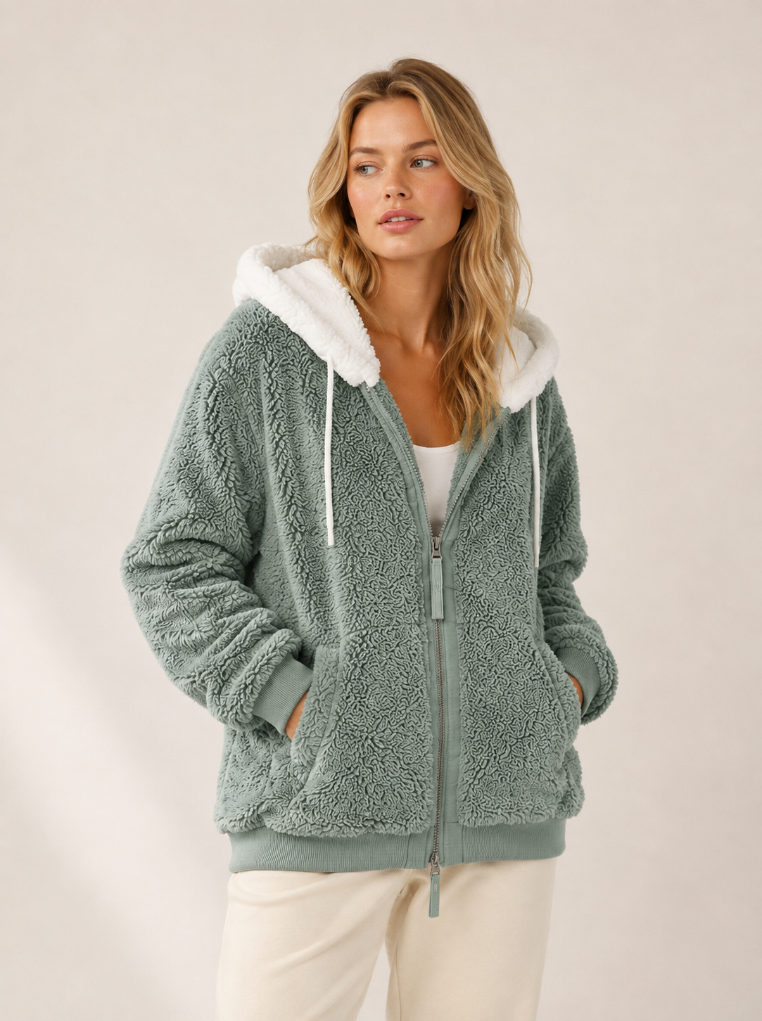 Veste polaire femme à capuche zippée