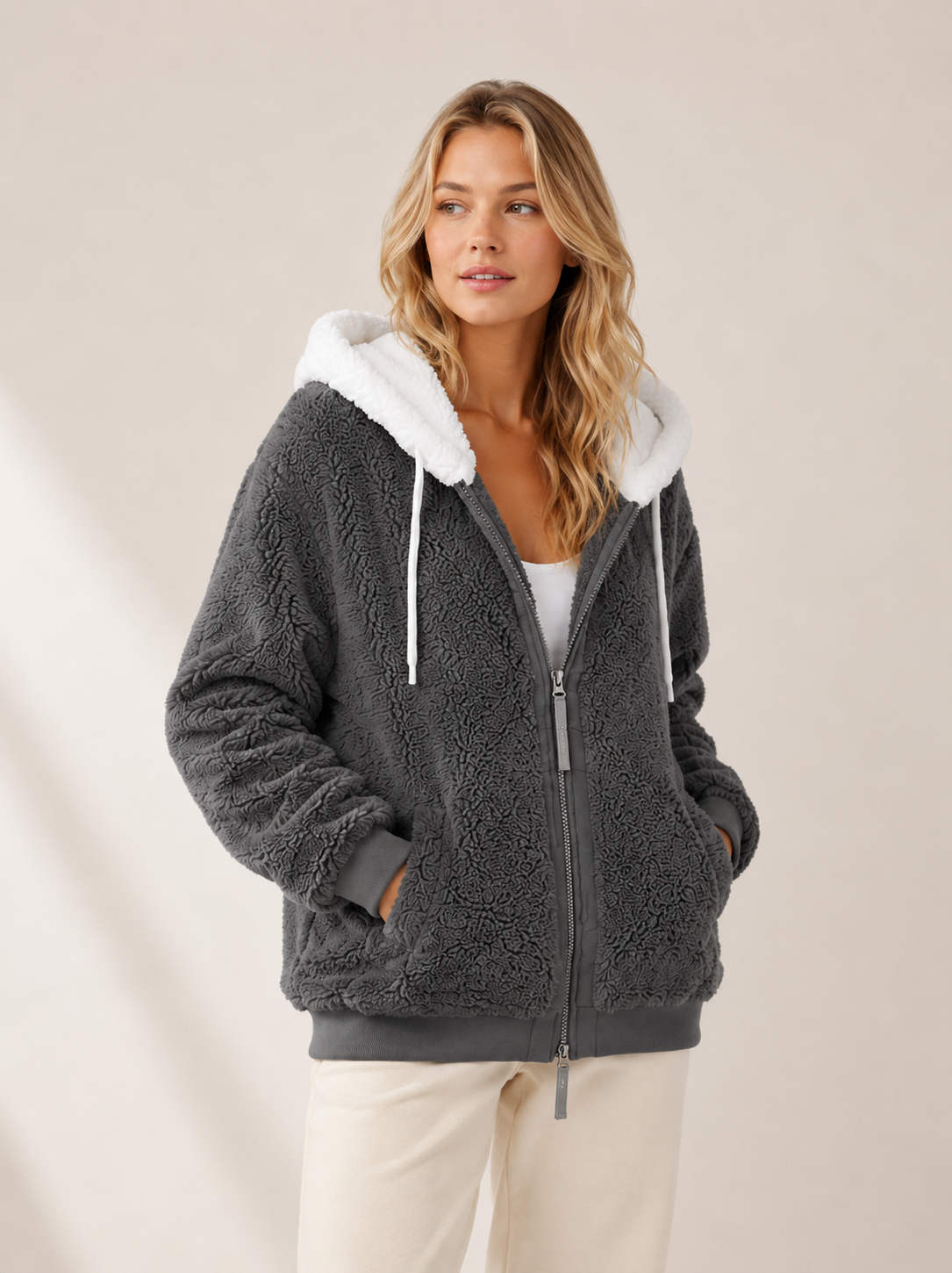 Veste polaire femme à capuche zippée